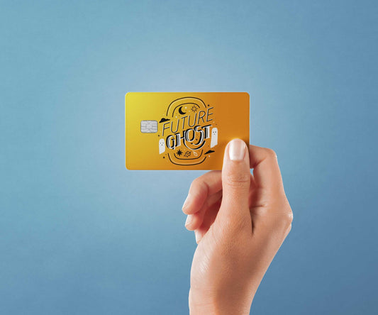 Watercolor future ghost design | credit card sticker | small chip | credit card skin for nursery and home wall decor.
