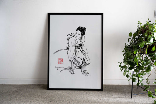 geisha watched Asian Style Poster | Wall Art for Home & Office | High-Quality Print - High-Quality Visual Display