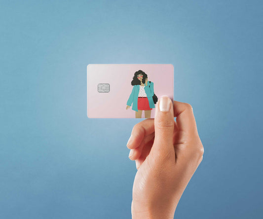 Watercolor girl smoking design | credit card sticker | small chip | credit card skin for nursery and home wall decor.