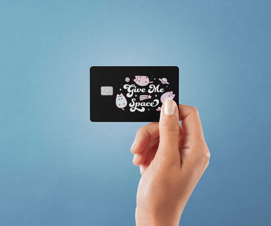 Watercolor give me space design | credit card sticker | small chip | credit card skin for nursery and home wall decor.