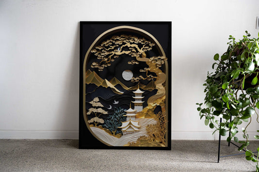 gold japanese art Asian Style Poster | Wall Art for Home & Office | High-Quality Print - High-Quality Visual Display