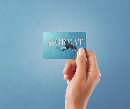 Watercolor great things await design | credit card sticker | small chip | credit card skin for nursery and home wall decor.
