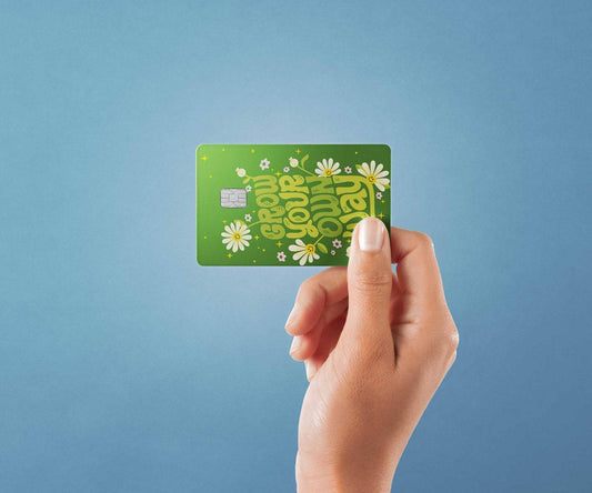 Watercolor grow your own way design | credit card sticker | small chip | credit card skin for nursery and home wall decor.