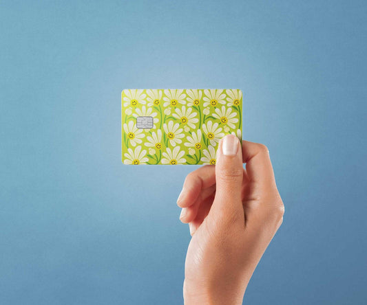 Watercolor happy daisy design | credit card sticker | small chip | credit card skin for nursery and home wall decor.