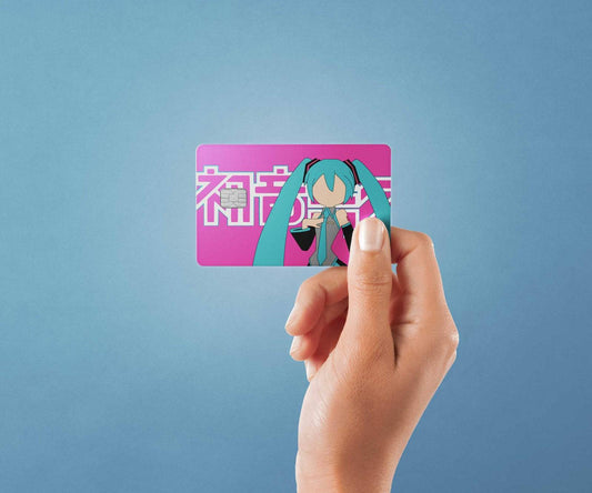 Watercolor hatsune miku pink design | credit card sticker | small chip | credit card skin for nursery and home wall decor.