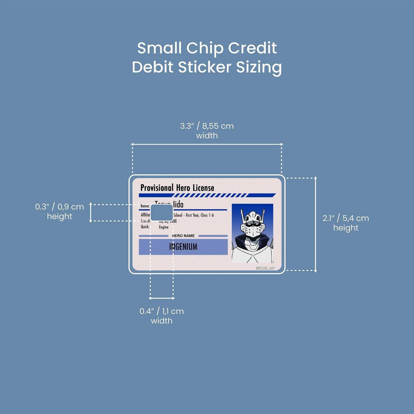 Hero License Tenya Iida Design | Credit Card Sticker | Small Chip | Credit Card Skin