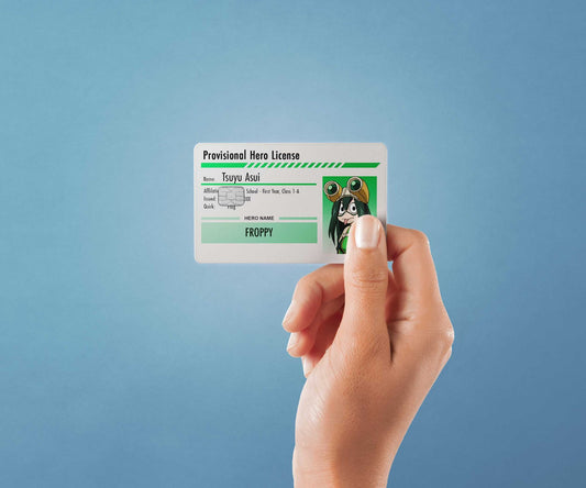 Watercolor hero license tsuyu asui design | credit card sticker | small chip | credit card skin for nursery and home wall decor.