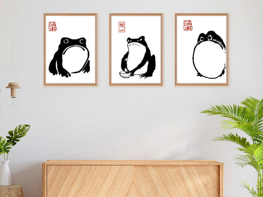 Vintage 3-Piece Frog Print Set by Matsumoto Hoji of Japan