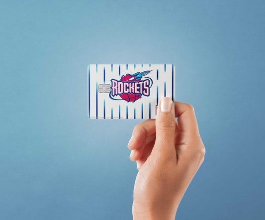 Watercolor houston rockets home hardwood classics design | credit card sticker | small chip | credit card skin for nursery and home wall decor.
