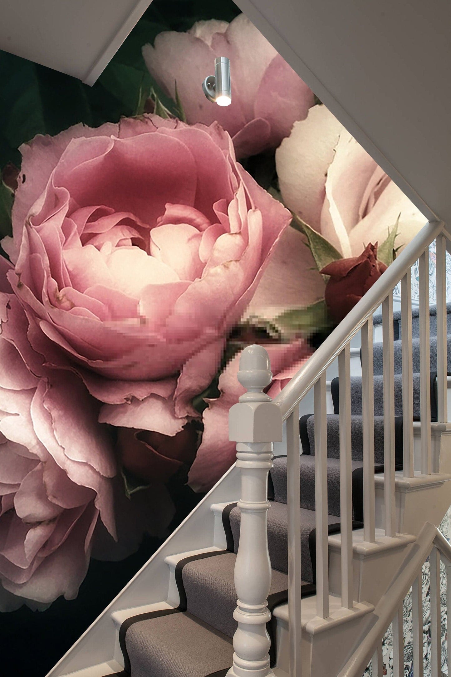 Beautiful bouquet of pink roses, dark floral wall mural, peel and stick, temporary wallpaper, Beautiful roses print, Modern wall art