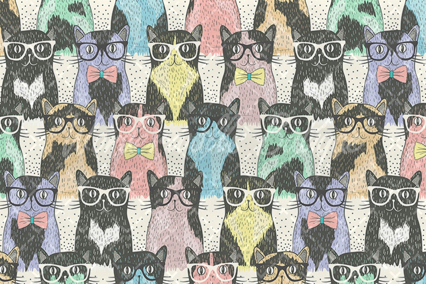 Hipster Cute Cats | Removable Wallpaper | Self-adhesive | Temporary wallpaper #275