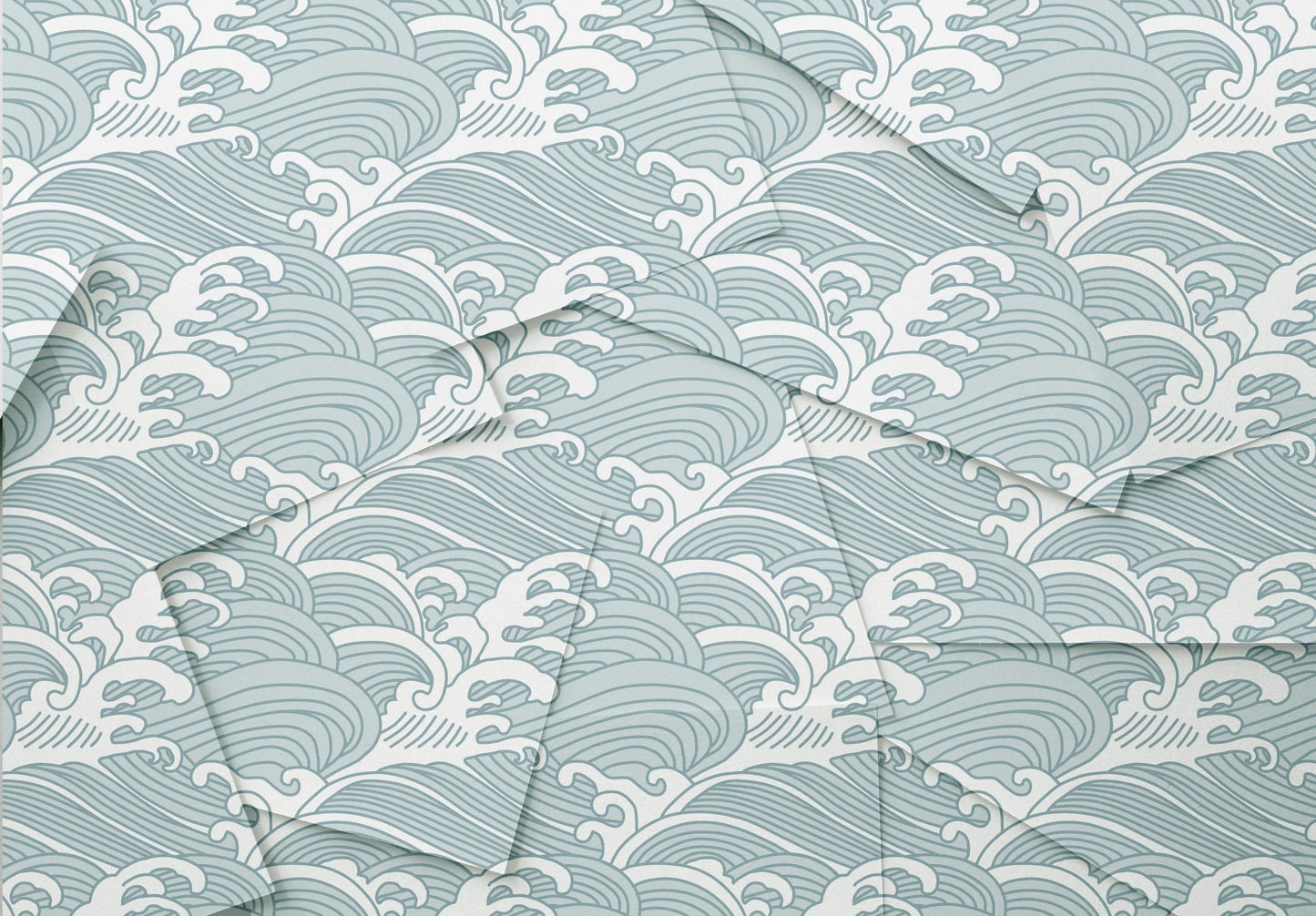 Traditional Chinese wave Wall mural , Removable Wallpaper, self adhesive, Blue Contemporary Wallpaper, Peel and Stick Great Wave Wallpaper