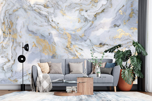Marble wallpaper - Peel and Stick - Marble Wall Mural, marble look, living room, mural, marble texture