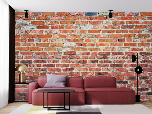 Red Brick Wall Style Wallpaper, Rustic Brick Peel and Stick, Self Adhesive, Wallpaper Mural
