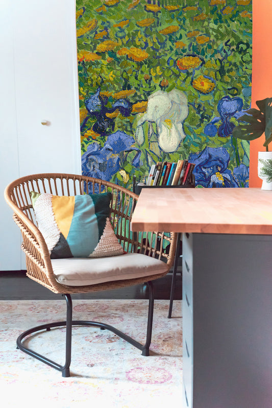 Irises by Van Gogh Wallpaper, large iris wallpaper mural, wallpaper print, van gogh wall paper, floral wallpaper, dutch painting