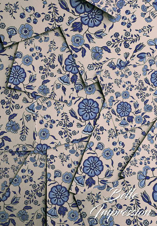 Folk Blue Flowers | Removable Wallpaper | Pattern #201