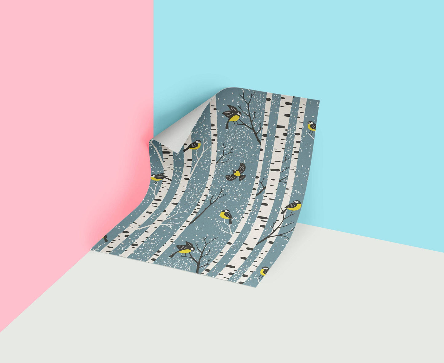 Trees Birds | Trees Birds Removable Wallpaper | Peel and Stick | #140AC