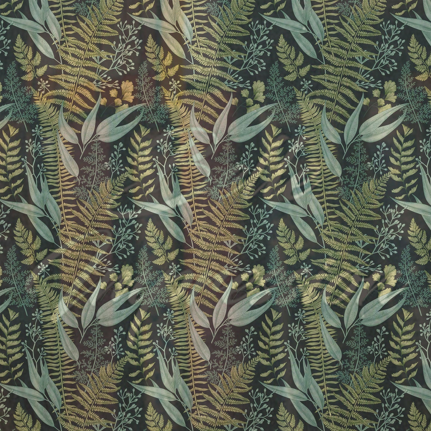 Botanical Wallpaper, Ferns Wallpaper, Wall Mural, Green Home, Herbal Decorations, Peel and stick, Removable Wallpaper, Temporary wall art