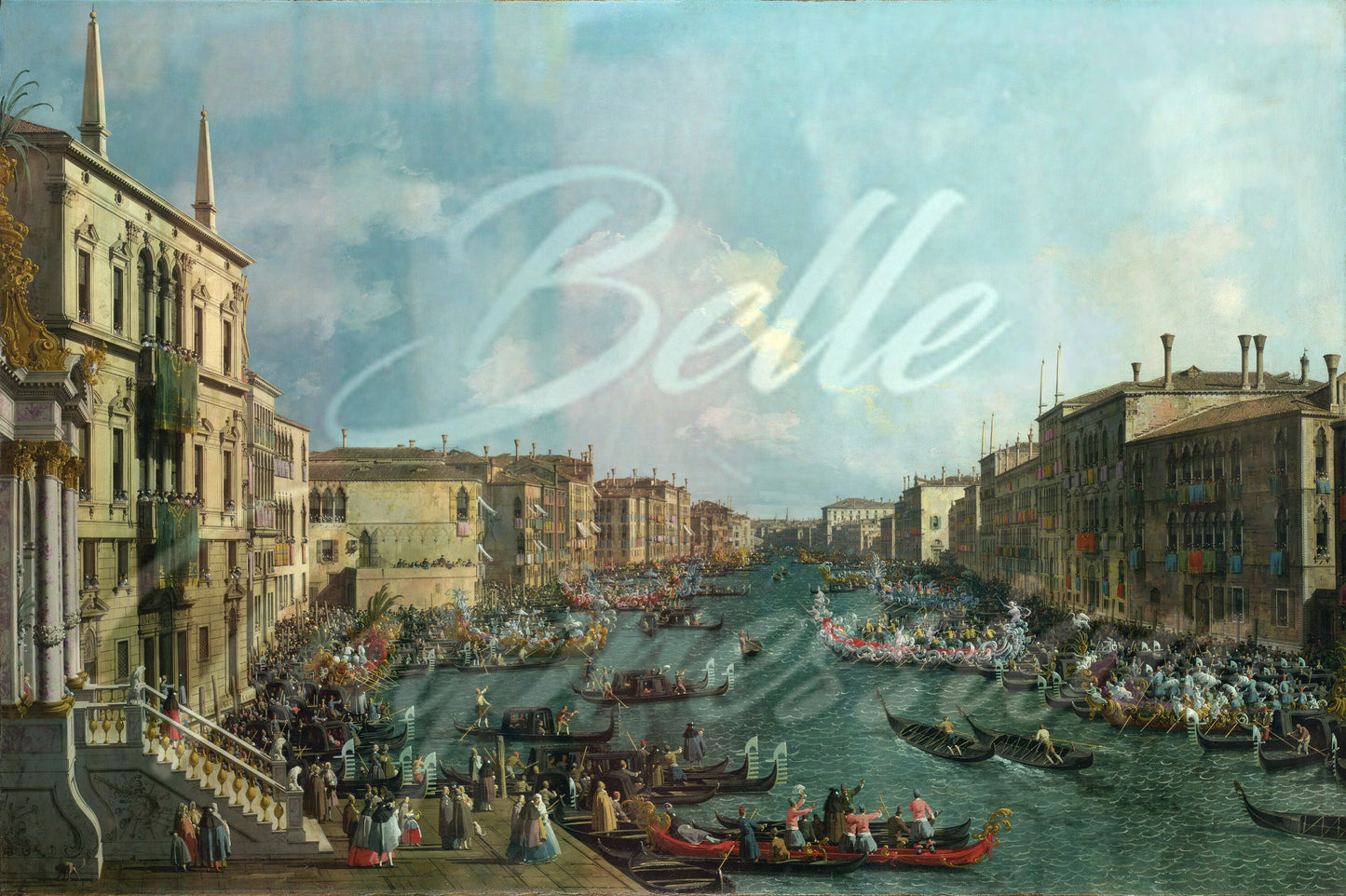 Regatta on the Canale Grande by Canaletto Wallpaper, Venice Canale Grande, Large Wall Mural, Self Adhesive Peel & Stick Mural, Fine art