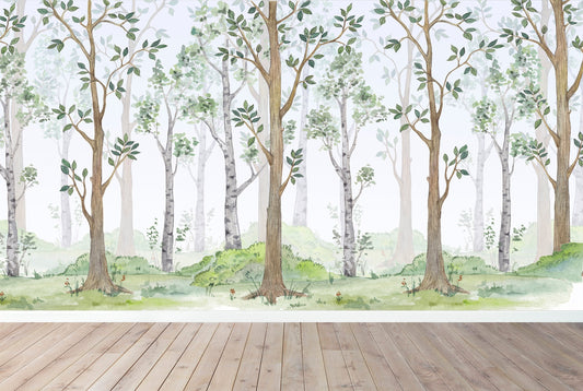 Watercolor wallpaper for nursery and home wall decor.