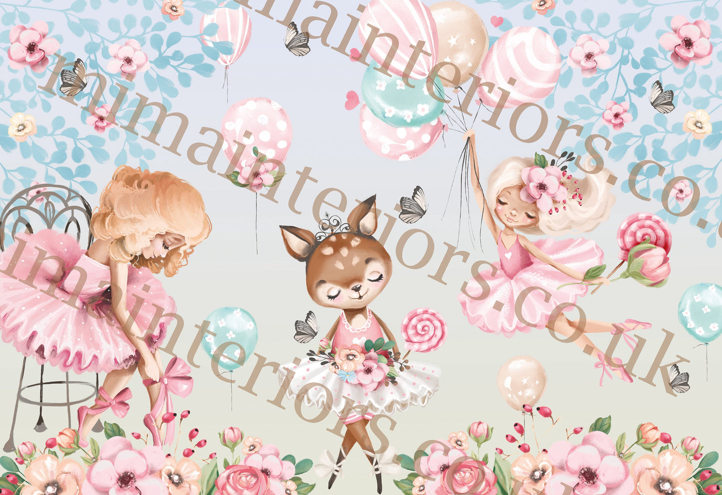 Ballerina Wallpaper, Nursery Girls Wall Mural