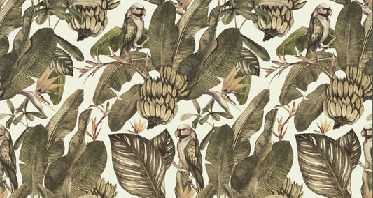 Vintage jungle wallpaper, self adhesive wallpaper, vintage tropical wallpaper, Premium removable wallpaper, peel and stick wallpaper, Birds