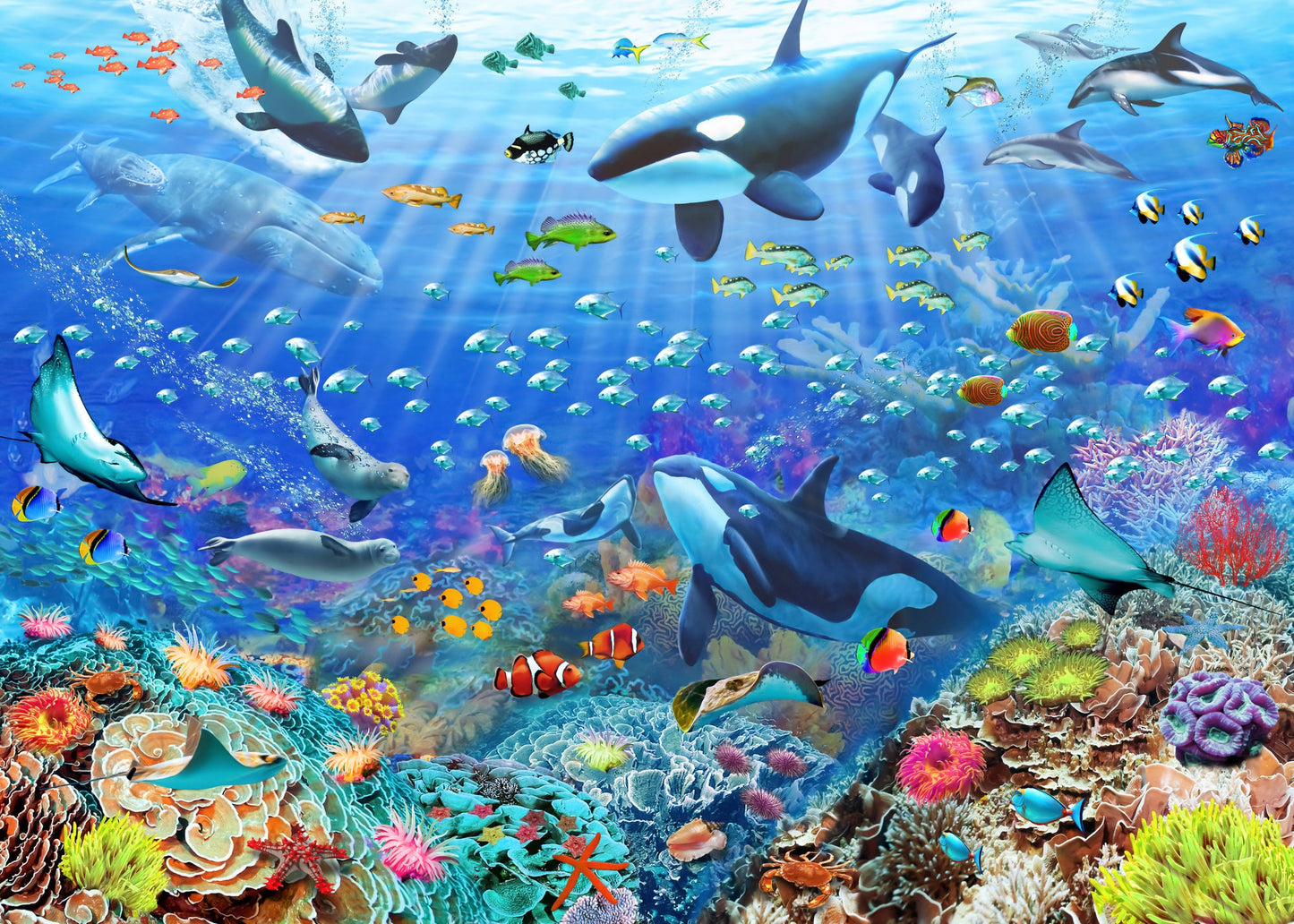 Underwater World - Removable Wall Mural | Self-adhesive Large Wallpaper, Kids, Room, Wall Cover, Design, Nursery - Classic - Home Decor