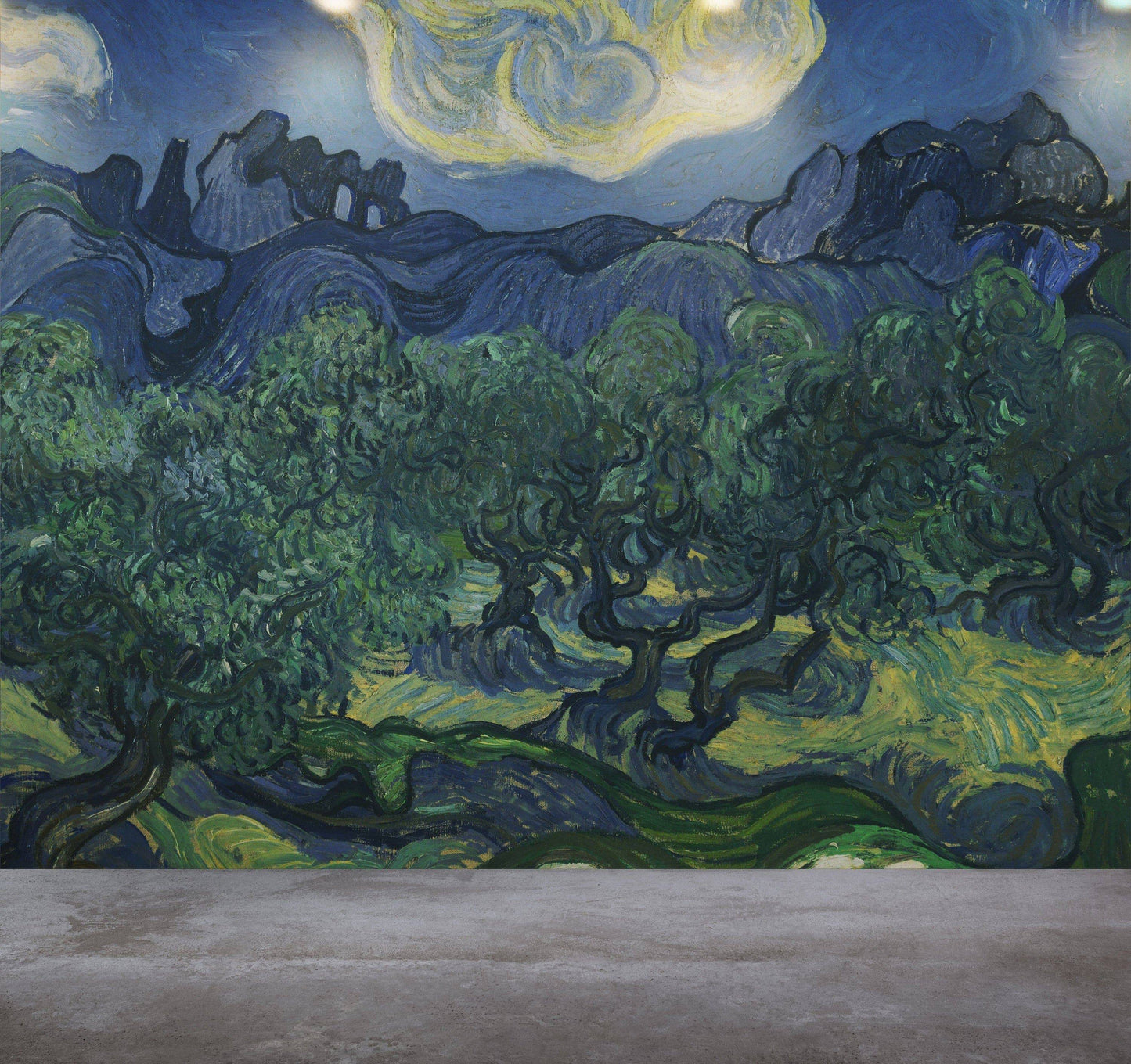 The Olive Trees , Removable Wallpaper, Wall mural, Temporary Wallpaper, Watercolor Mural, Self adhesive, #42