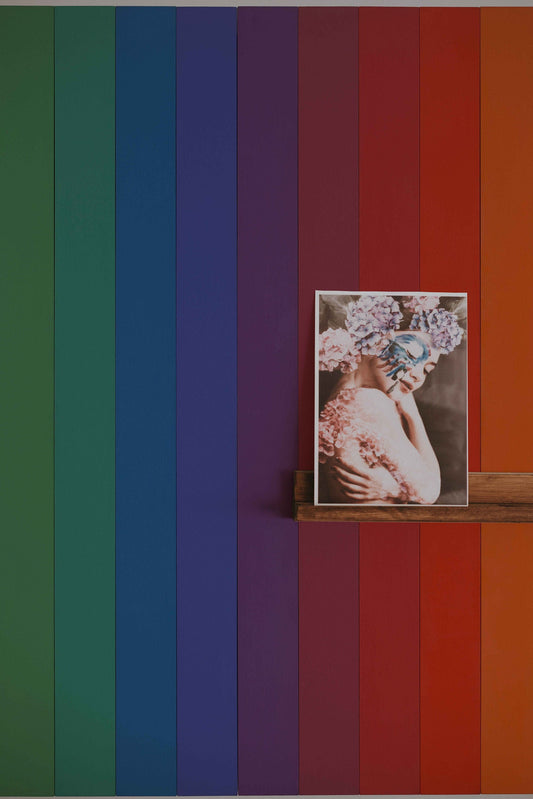 Watercolor spectrum mural for nursery and home wall decor.