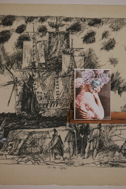 Watercolor on the quay mural for nursery and home wall decor.