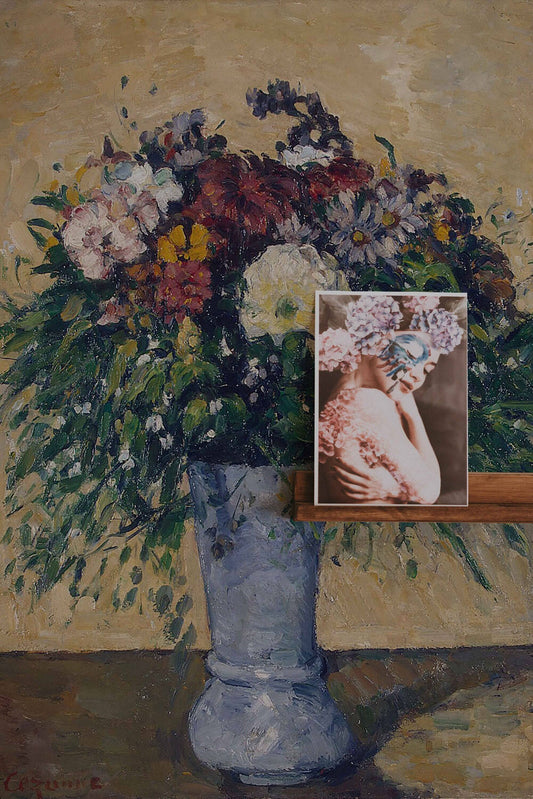 Flowers In A Blue Vase, Self adhesive Wallpaper, Wall mural, Vintage Painting, Wall Art, #56