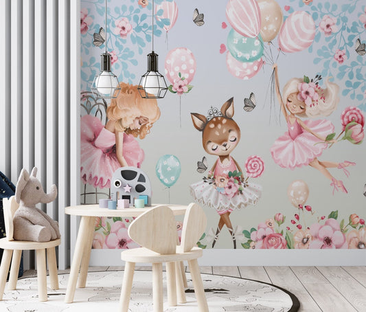Ballerina Wallpaper, Nursery Girls Wall Mural