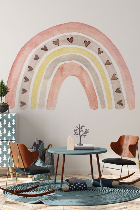 Watercolor medium boho rainbow wall sticker mural ideal for nursery, kids room, photo prop, baby shower, rainbow baby, bedroom decoration for nursery and home wall decor.