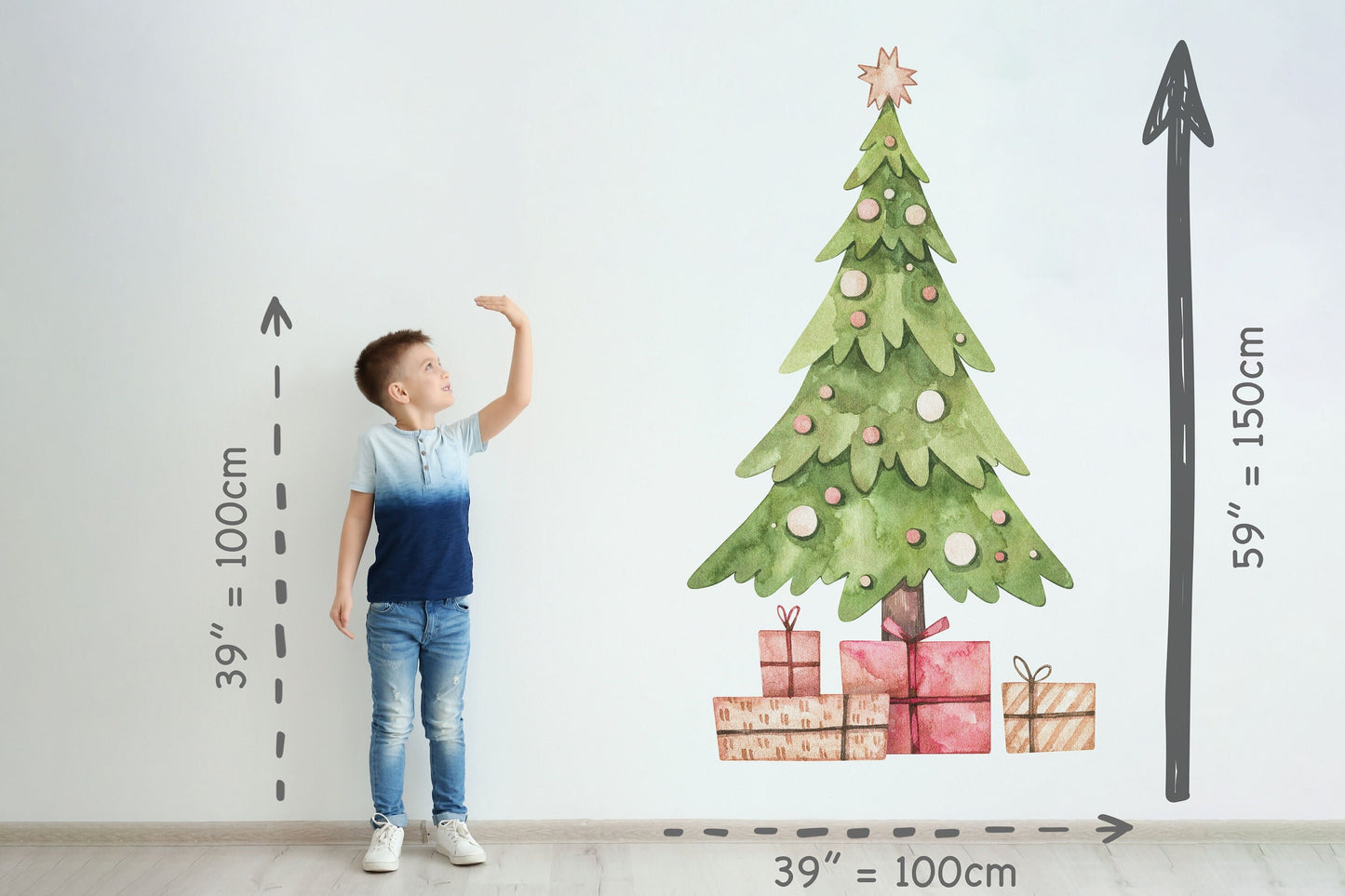 Christmas wall decal, Christmas Decoration, Christmas tree wall stickers, Eco nursery decal, Wooden toys