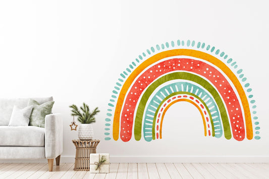 Watercolor boho rainbow cloud wall stickers, boho watercolor playroom for kids, girl bedroom rainbow wall stickers, mural ideal nursery decoration for nursery and home wall decor.