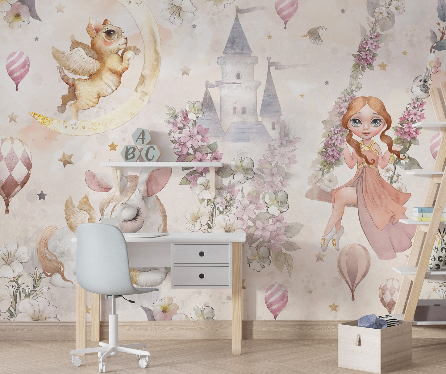 Magical Castle and Unicorns Wall Mural