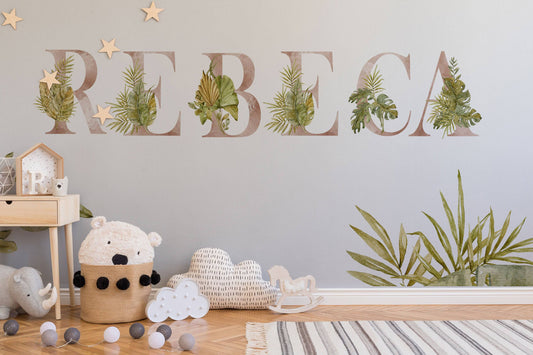 Kids Alphabet Wall Decal Set, Animals Alphabet Wall Sticker, Letters Wall Decal, Cartoon Jungle Wild Animals, ABC Lettering Playroom Decor