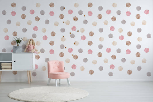 Rose Gold Metallic Polka Dot Wall Decal Nursery Kids Room Peel and Stick Circle Sticker Wedding Removable Reusable Choose Size and Color