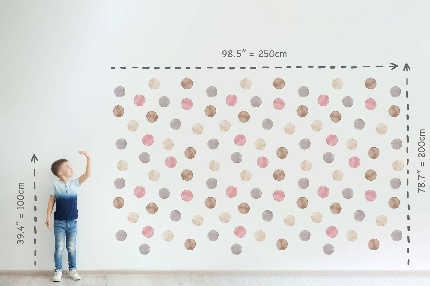 Rose Gold Metallic Polka Dot Wall Decal Nursery Kids Room Peel and Stick Circle Sticker Wedding Removable Reusable Choose Size and Color