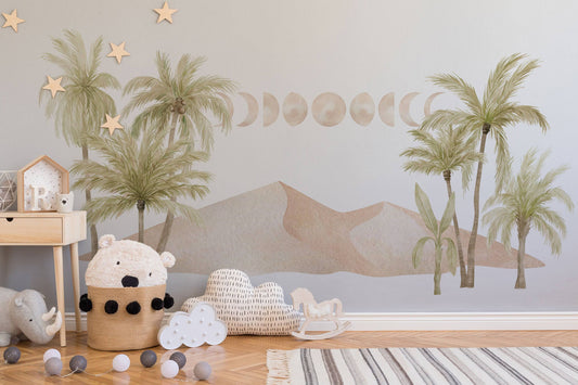 Repositionable Fabric Wall Decal, Palm Trees, Palm wall decal, Watercolor decal, Kids Sticker, Jungle wall decal, Safari decal