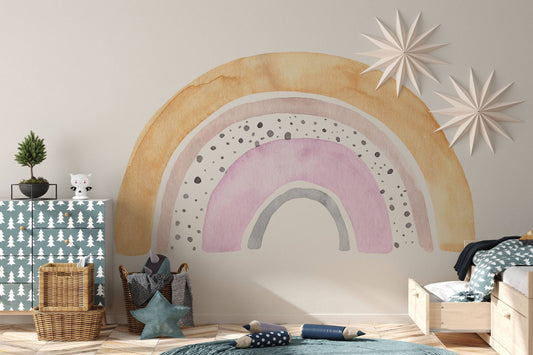 Watercolor large floral rainbow wall sticker mural ideal for nursery, kids room, photo prop, baby shower, rainbow baby, bedroom decoration for nursery and home wall decor.