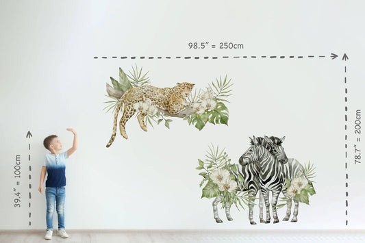 Savanna Wall decal for kids / safari nursery decor / giraffe wall decal / watercolor / Safari Jungle Wall Stickers