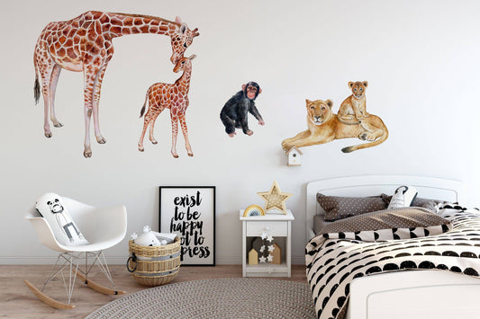 Baby room wall decor Watercolor Safari Wall Stickers Baby Boy Decor nursery Safari Nursery Fabric Decal safari nursery Wall stickers room