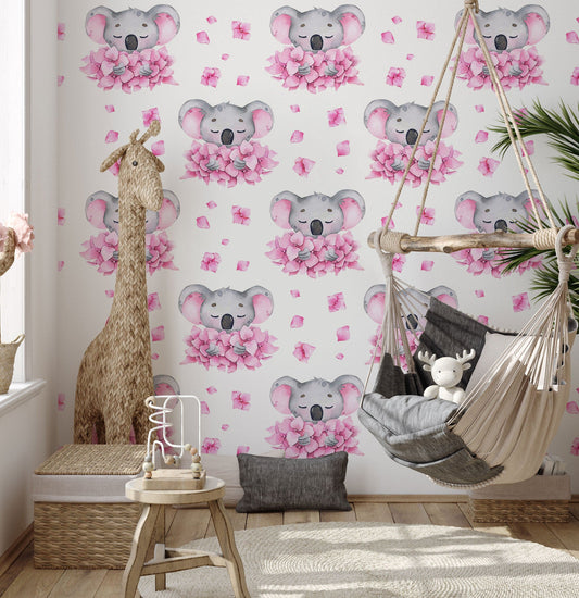 Fabric Wall Decal, Koalas, Nursery wall decal, leafs decal, Koala wall decal, Nursery koala wall art, Australian animals wall decal