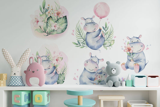 Balloon Watercolor, Nursery decals, Art Nursery Wall Decals, Hipo balloon Decals, Wall Decor, Kids Decals, Carnival Decals, Nursery Decor