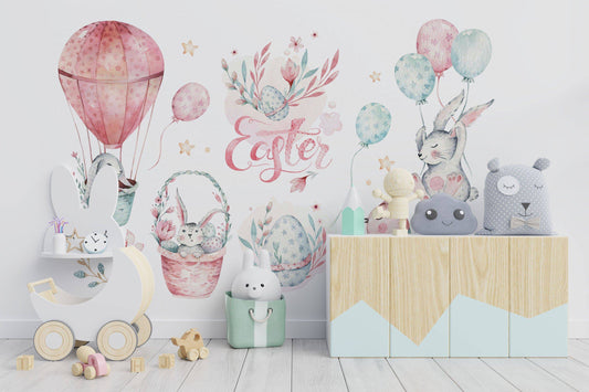 Balloon Watercolor, Nursery decals, Art Nursery Wall Decals, Hot air balloon Decals, Wall Decor, Kids Decals, Carnival Decals, Nursery Decor