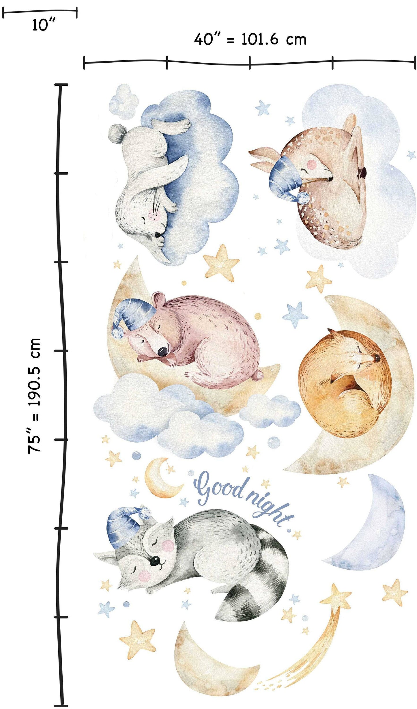 Fabric Wall Decal, Flying Animals, Nursery wall decal, Watercolor decals, Elephant wall decal, nursery sticker, baby decal