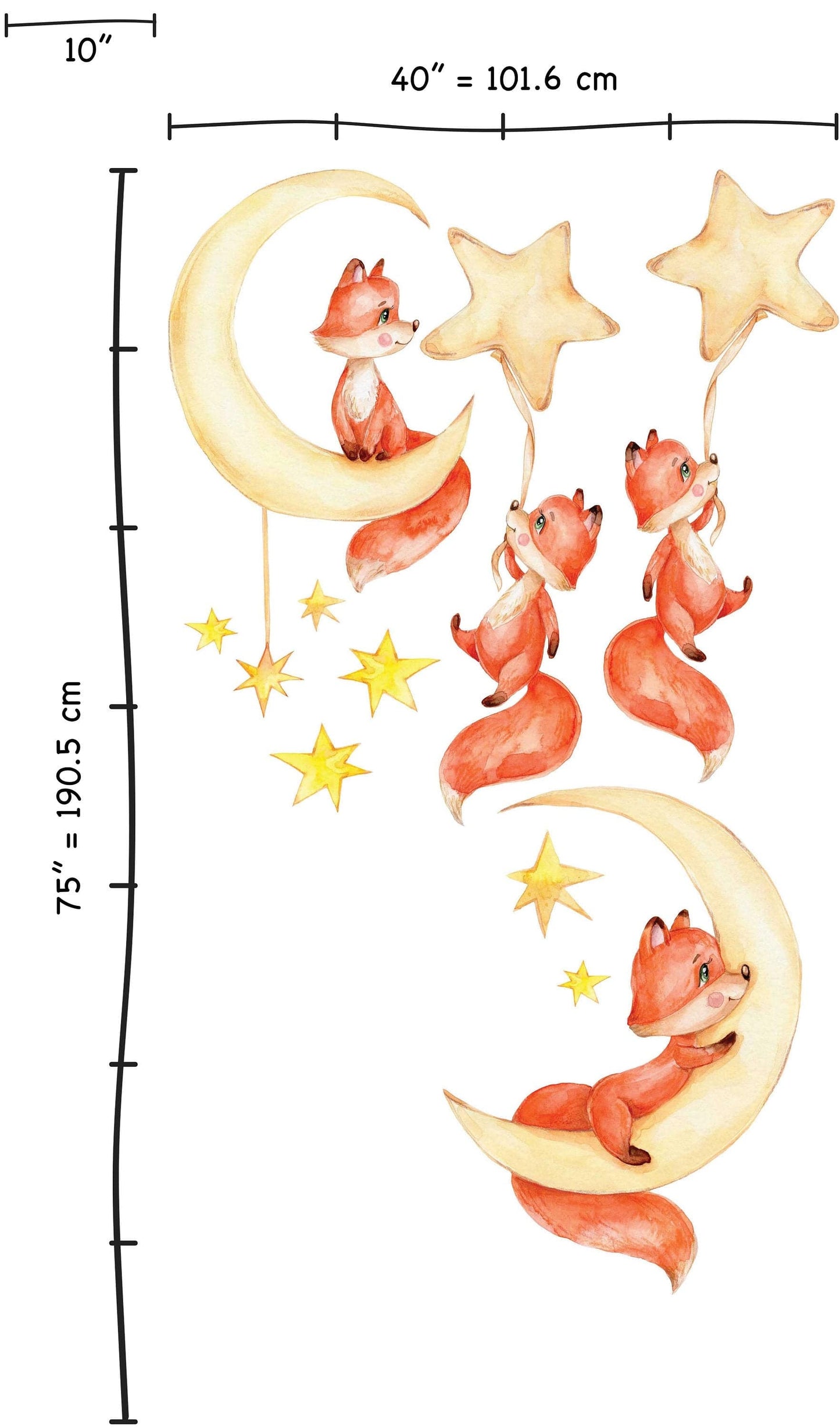 Night Sky Nursery wall decal Watercolor animal, Forest animals Wall art, Nursery wall stickers Girls sticker Kids room decor