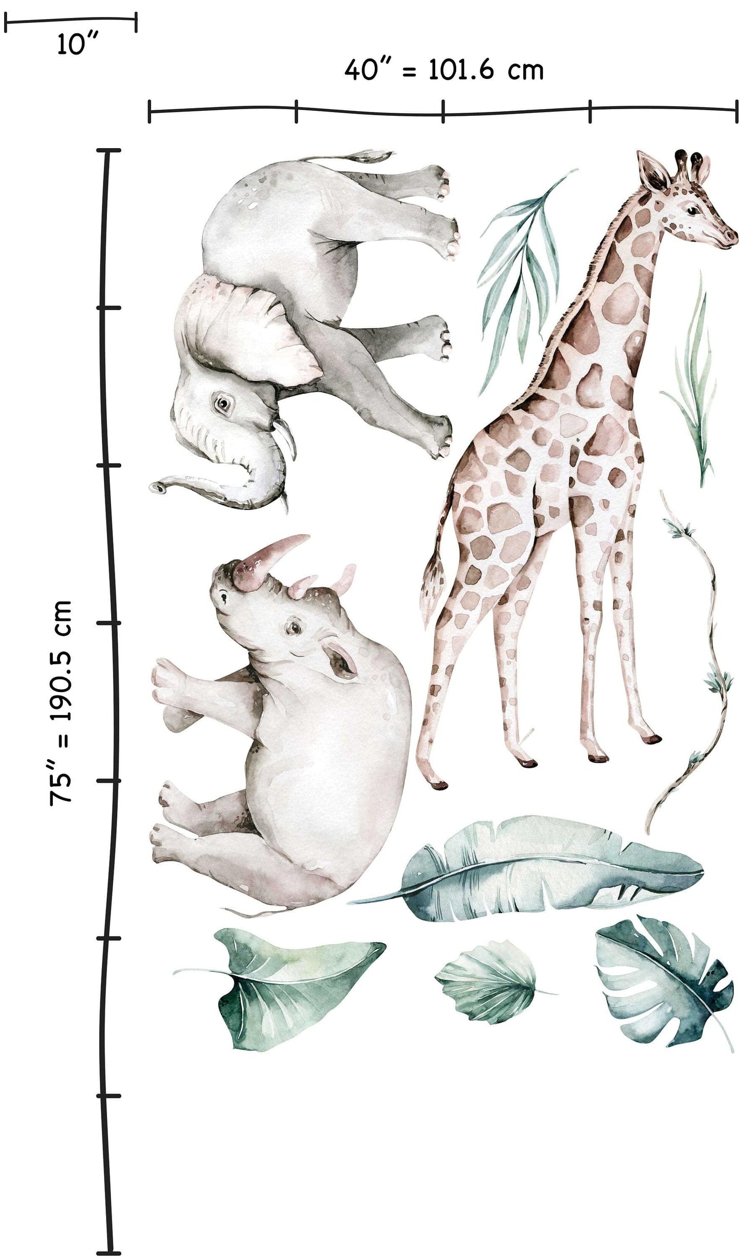 Safari animals wall decal, Nursery wall decal, Jungle animals, Tropical monkey wall stickers, Wall decal for kids, Wild watercolor animals