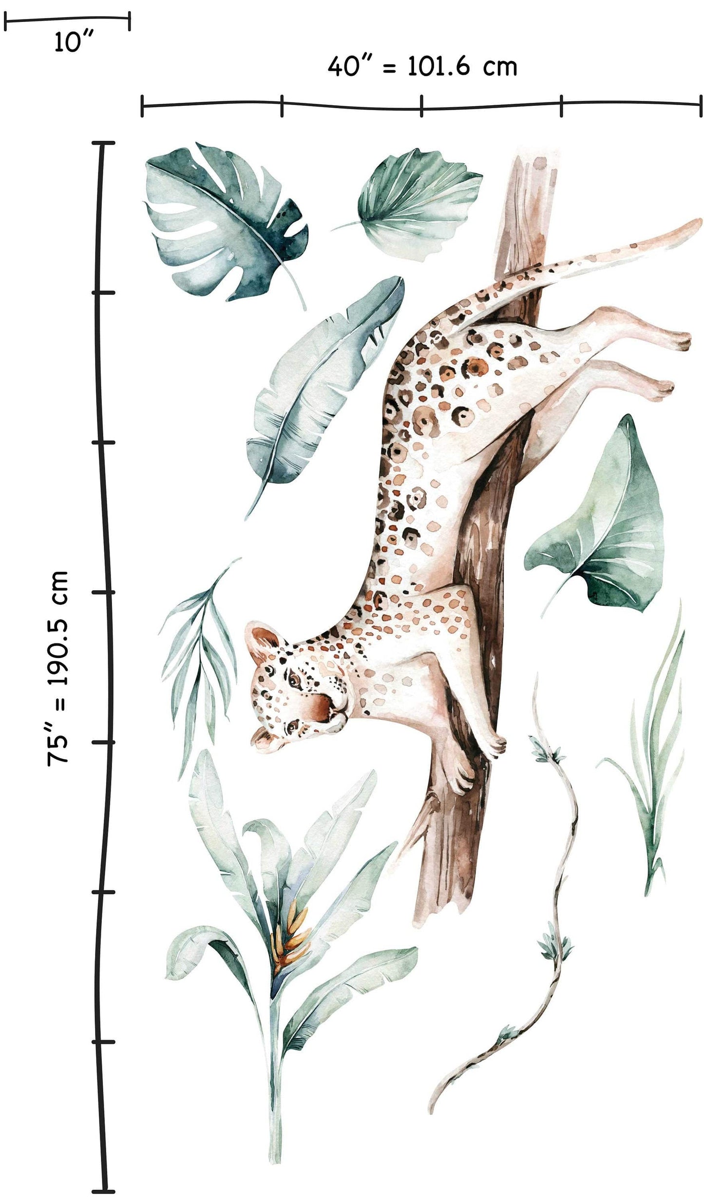 Safari animals wall decal, Nursery wall decal, Jungle animals, Tropical tiger wall stickers, Wall decal for kids, Wild watercolor animals,